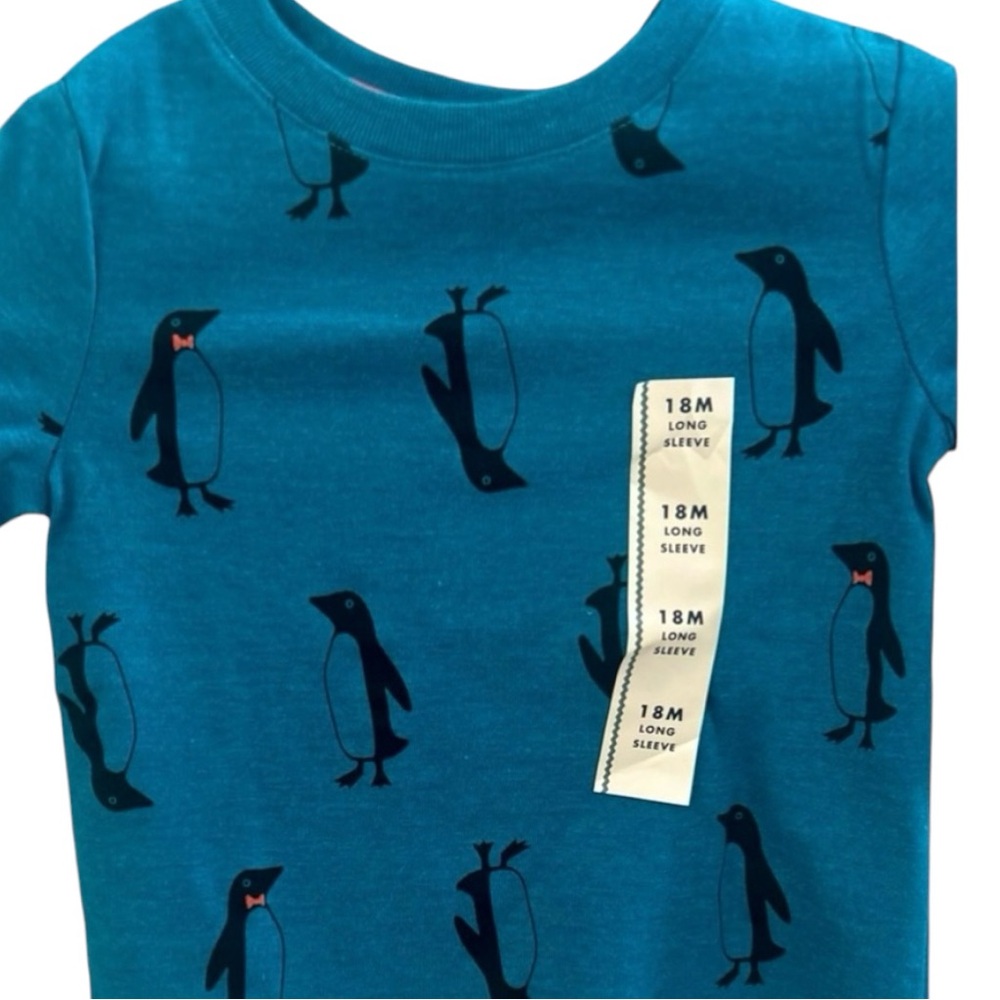 💫NWTCat & Jack Blue Long Sleeve Graphic PenguinTee (18M)